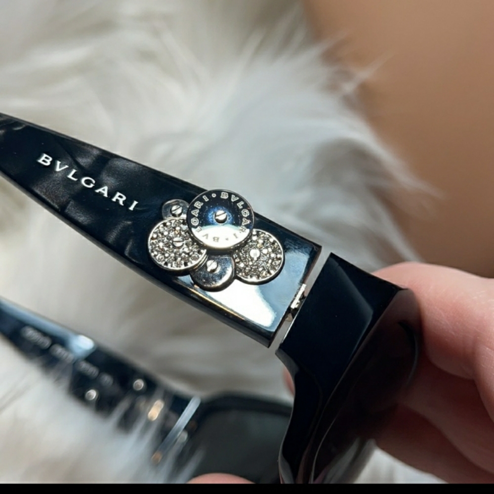 Bvgari Black Marbled Sunglasses with Swarovski